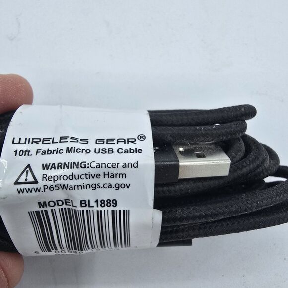 Wireless Gear 10 ft micro usb sync and charge cable. New - Picture 2 of 4